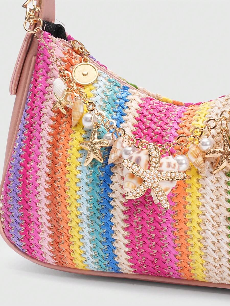 ROMWE Fairycore Resort Style Starfish Shell Decor Straw Bag