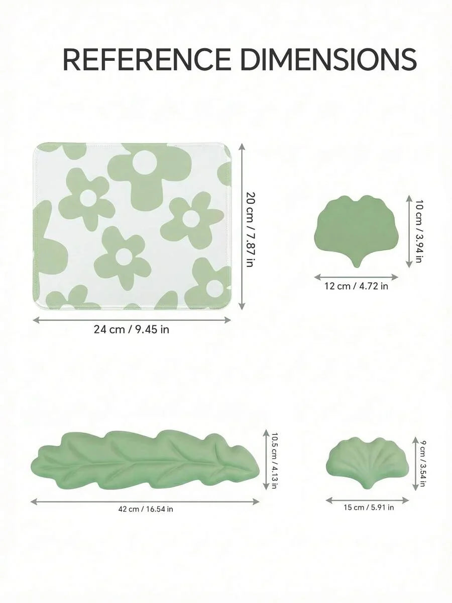 Green Leaf Shaped Keyboard Wrist Rest   Mouse Pad