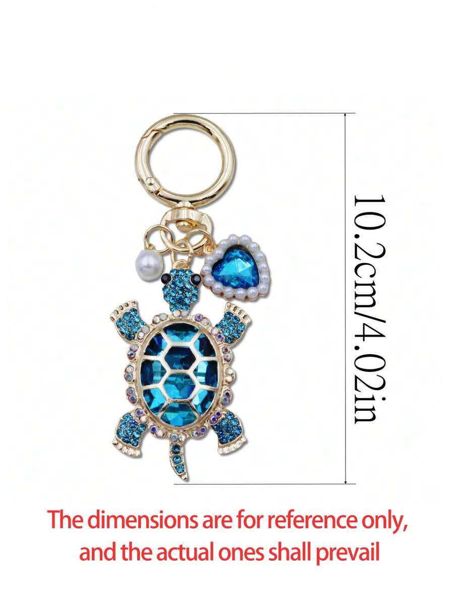 Zinc Alloy Turtle Pendant Keychain With Pearl