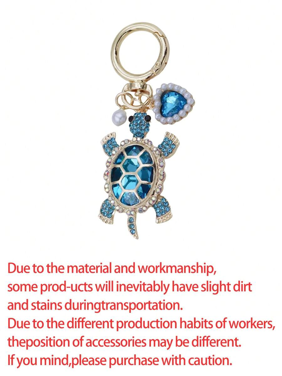 Zinc Alloy Turtle Pendant Keychain With Pearl