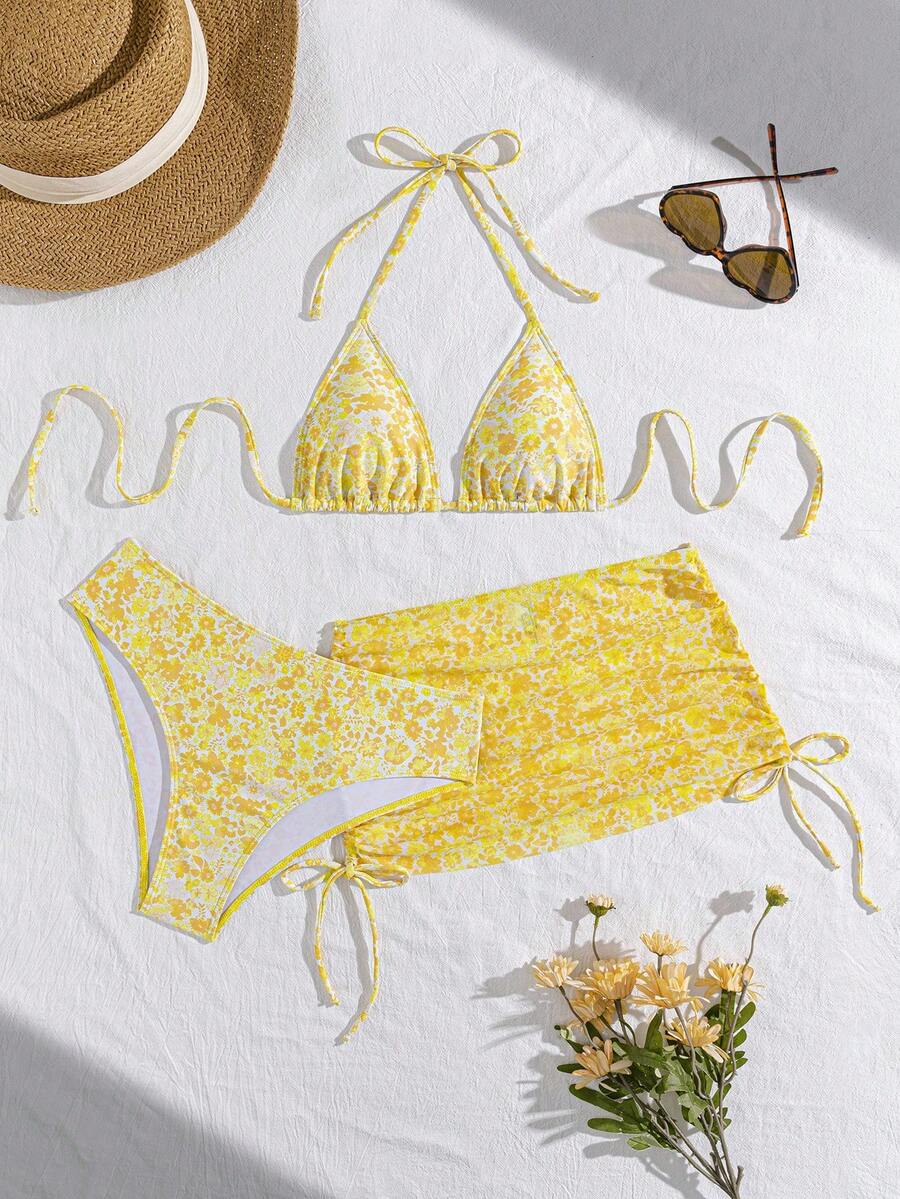 Tie Side Bikini 3-Piece Swimwear For Women