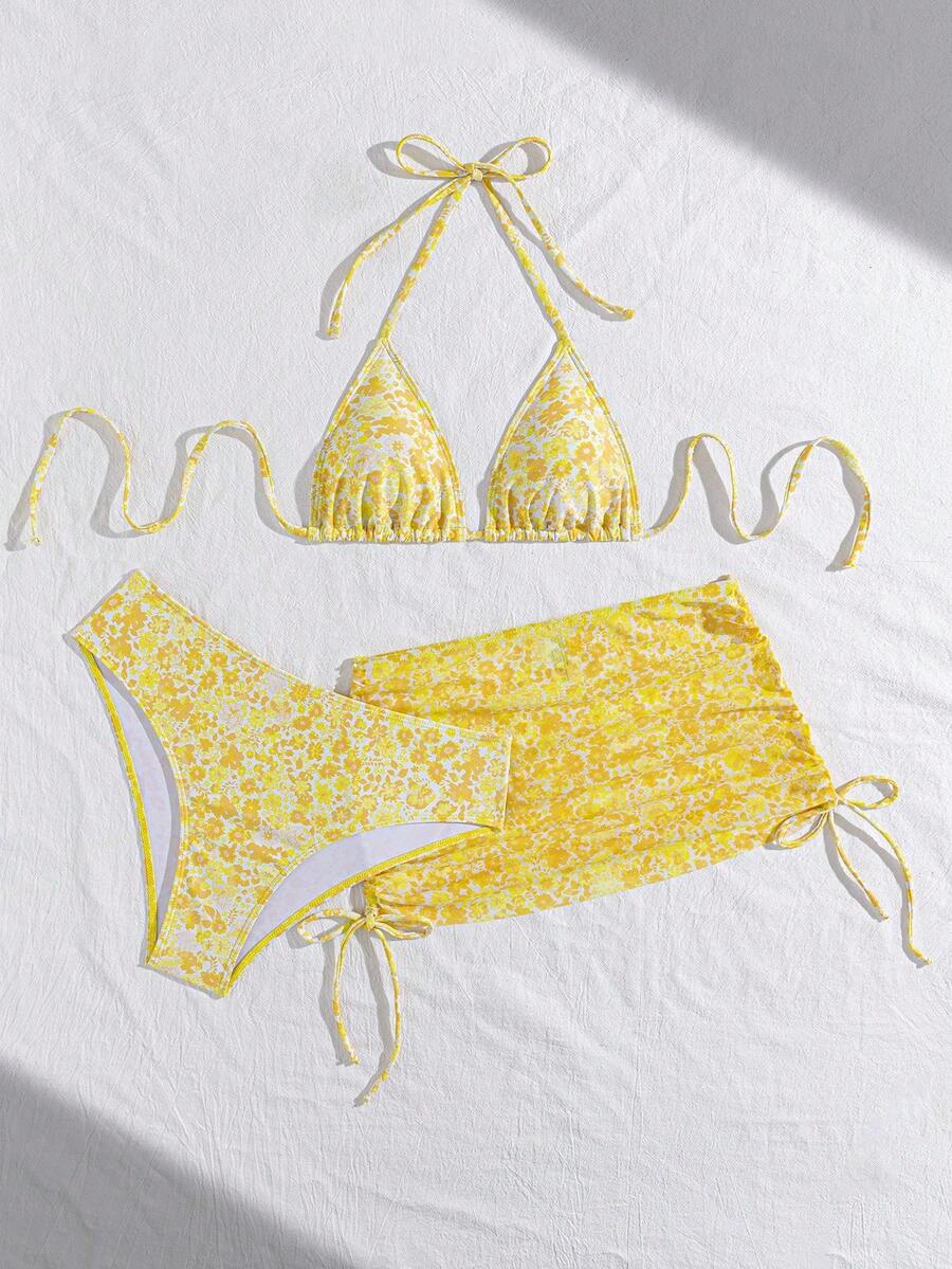 Tie Side Bikini 3-Piece Swimwear For Women