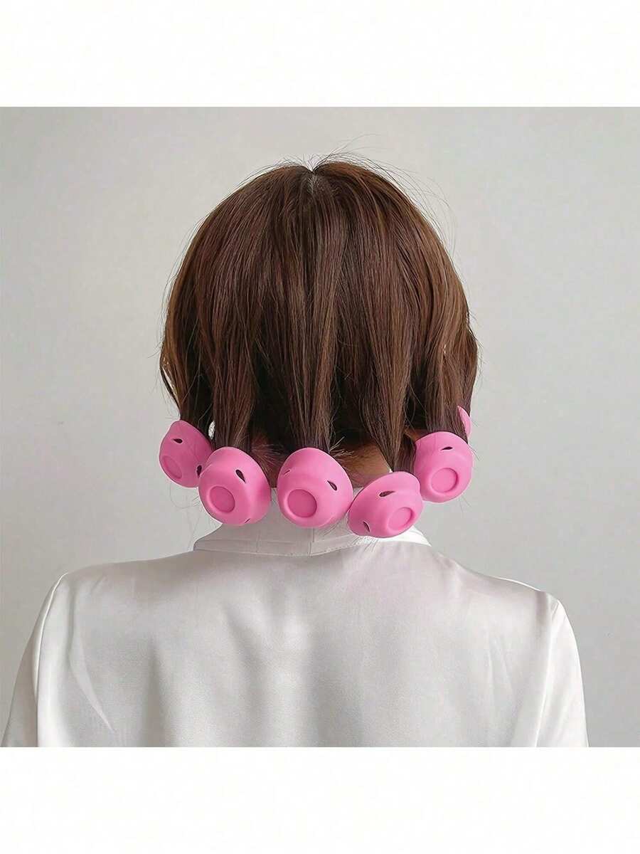 20/10/1pc Pink Silicone Hair Curler