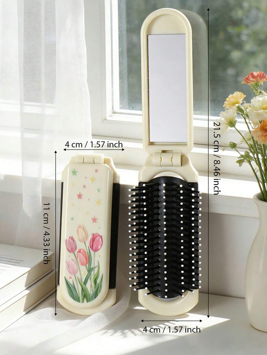 X Milania 1pc Foldable Comb - Cream Color
