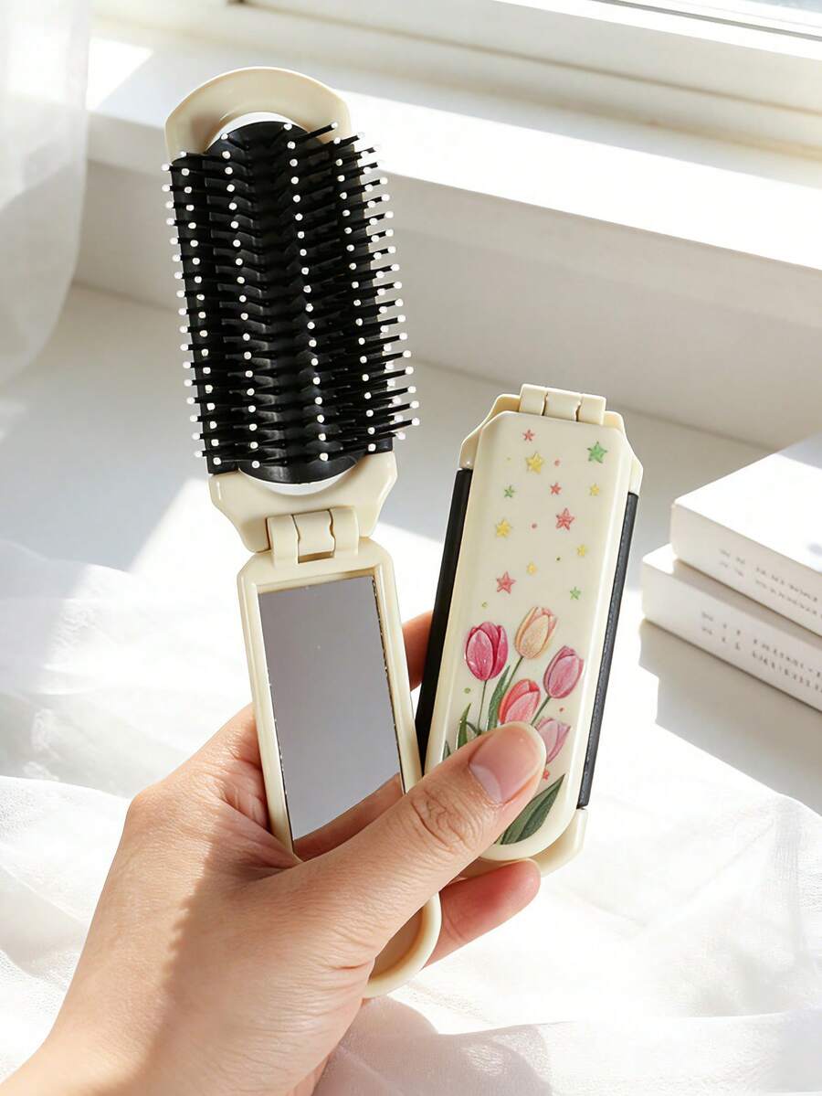 X Milania 1pc Foldable Comb - Cream Color