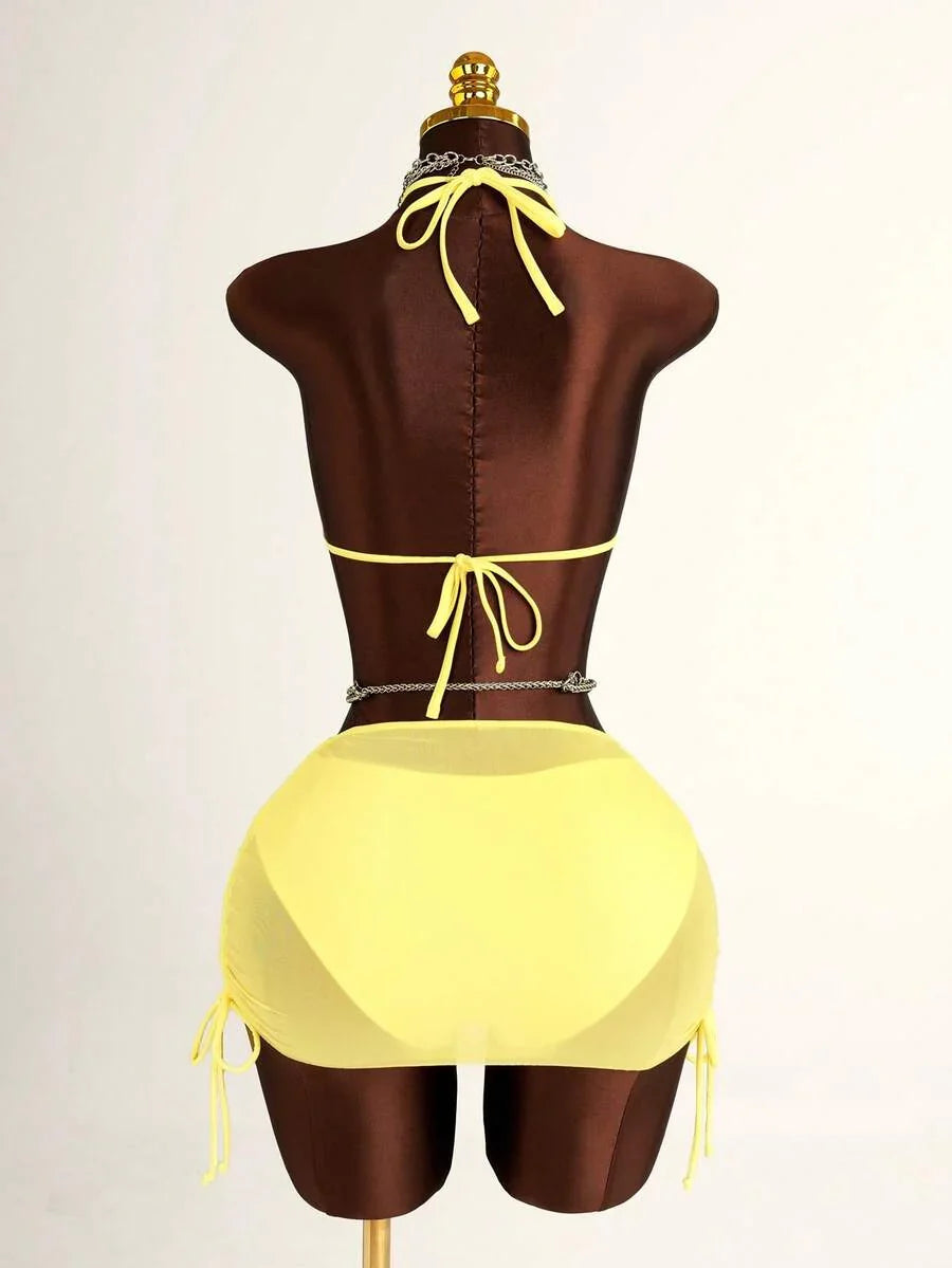 Tie Side Bikini 3-Piece Swimwear For Women