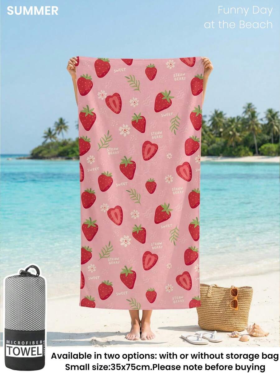 1pc Printed Beach Towel, Summer Fruit Pattern Swimwear