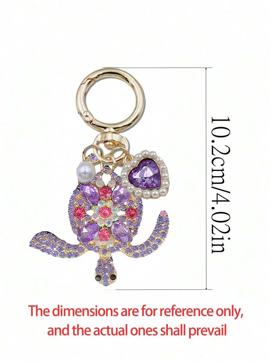 Zinc Alloy Turtle Pendant Keychain With Pearl