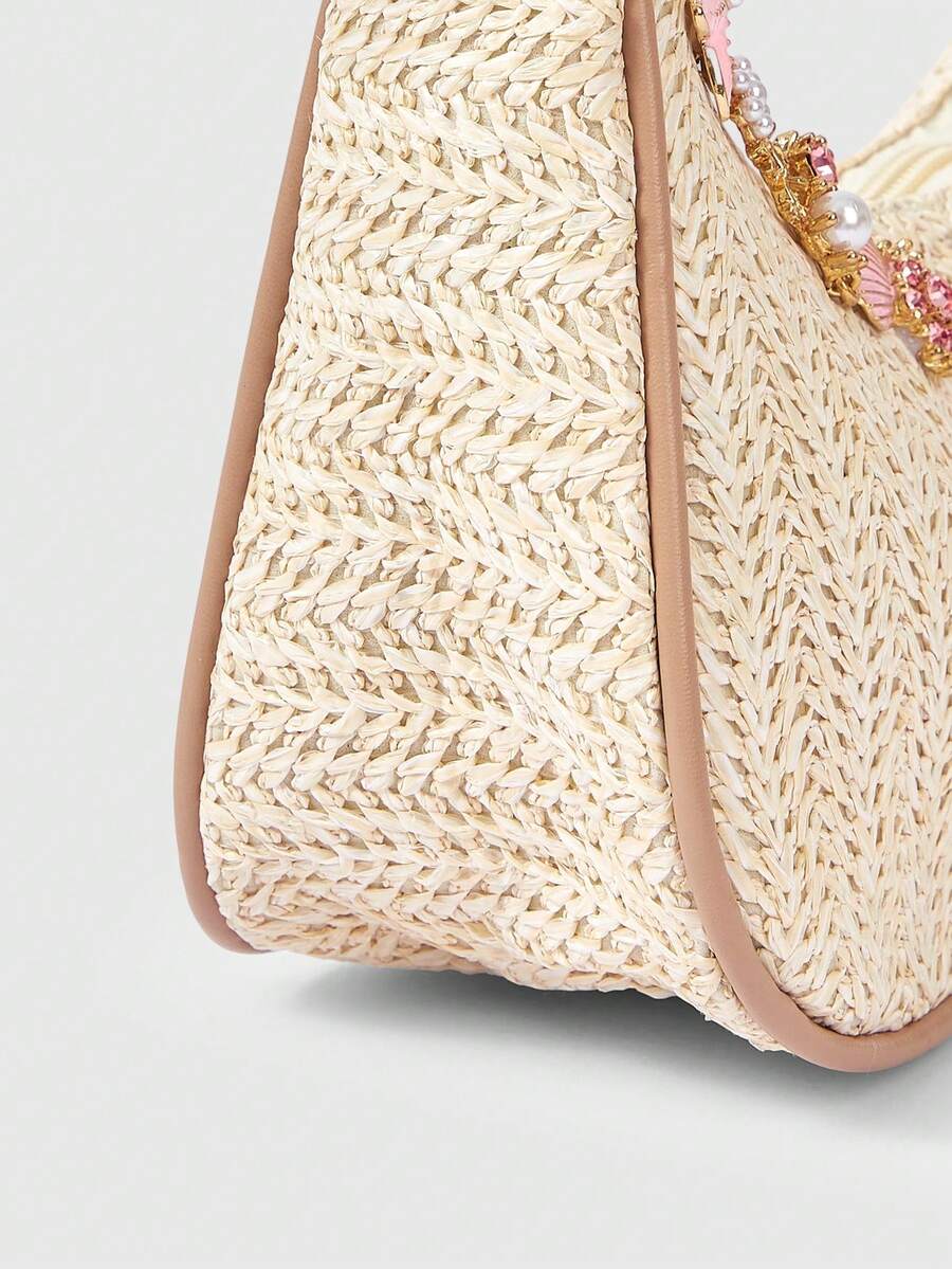 ROMWE Fairycore Summer Beach Starfish Series Woven Shoulder Bag