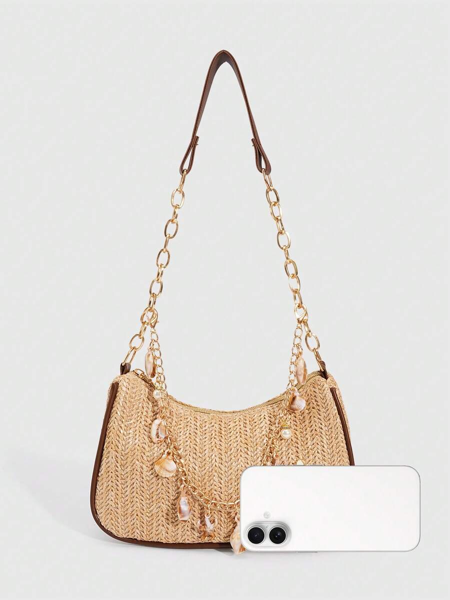 ROMWE Fairycore Resort Style Starfish Shell Decor Straw Bag