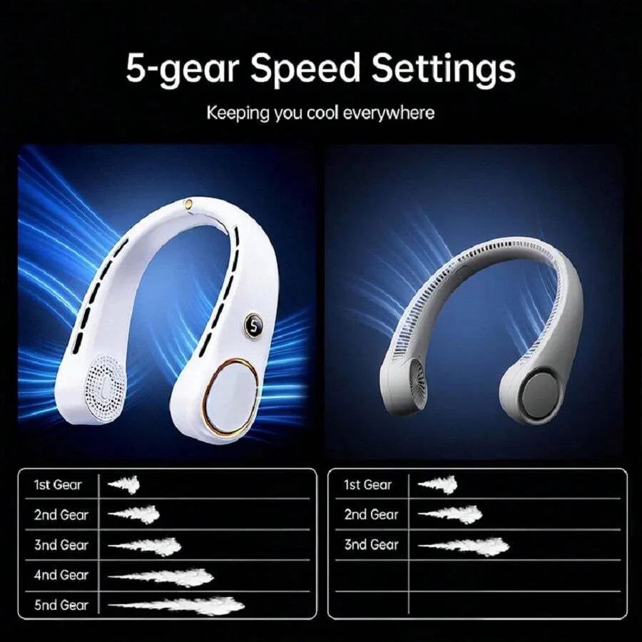 Hands-Free Bladeless Neck Fan Portable Rechargeable, 360° Cooling Neck Fan
