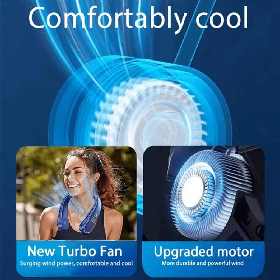 Hands-Free Bladeless Neck Fan Portable Rechargeable, 360° Cooling Neck Fan