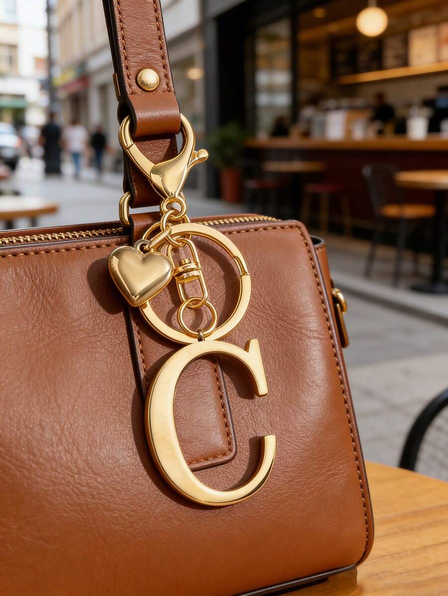 Elegant Metal Heart-Shaped Letter Keychain