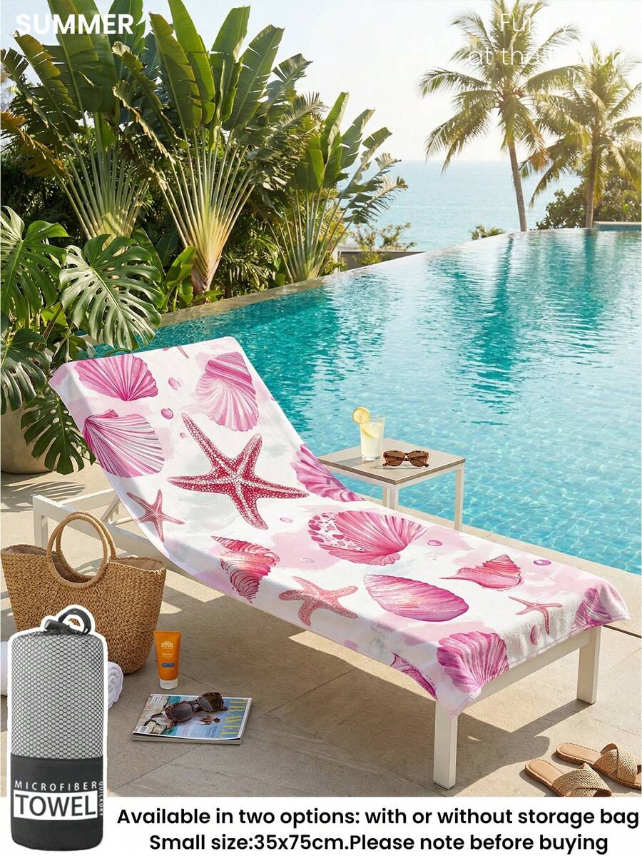 Blue Shell Print Beach Towel, Swimming Towel