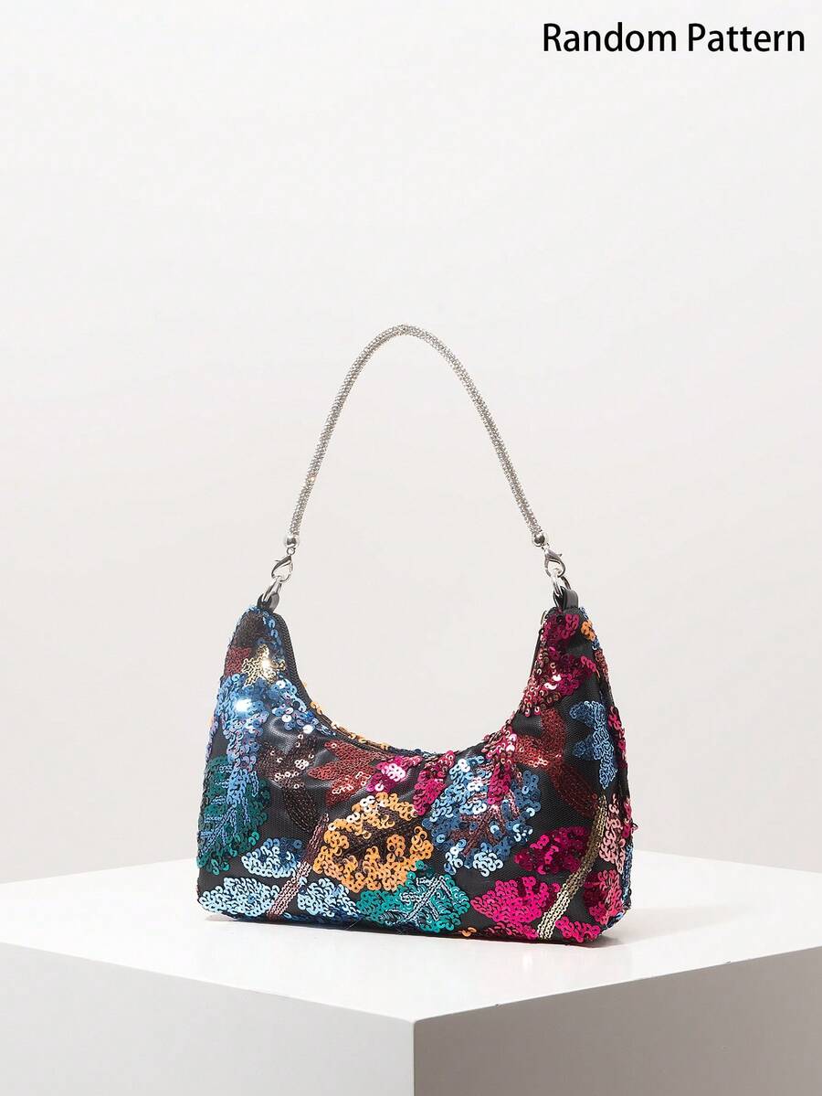 Random Pattern Shoulder Bag, Sequin Bag