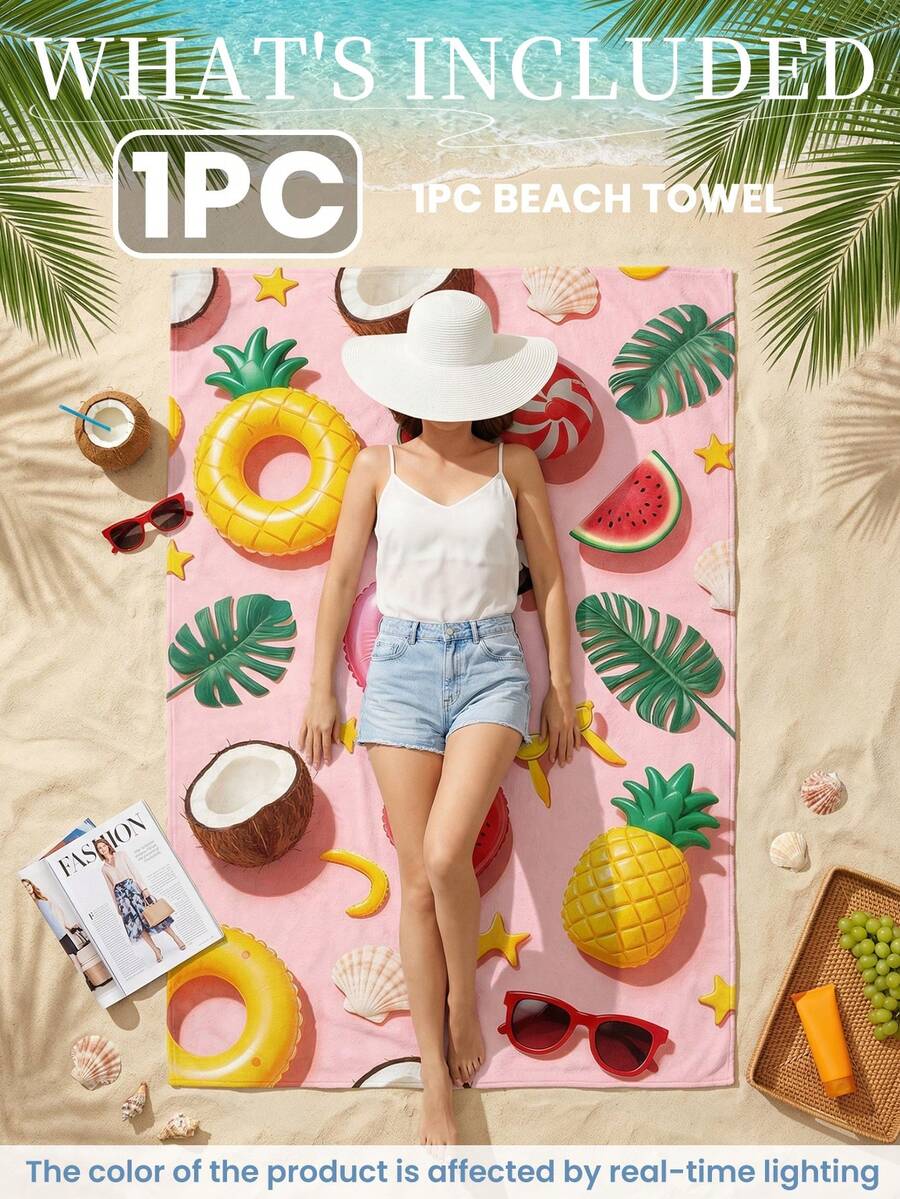 Printed Beach Towel, Flamingo Pattern Swimwear