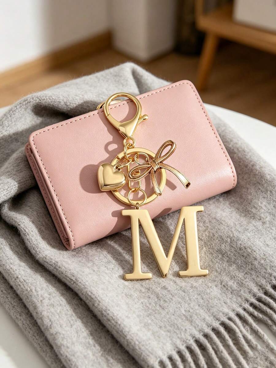 Elegant Metal Heart-Shaped Letter Keychain
