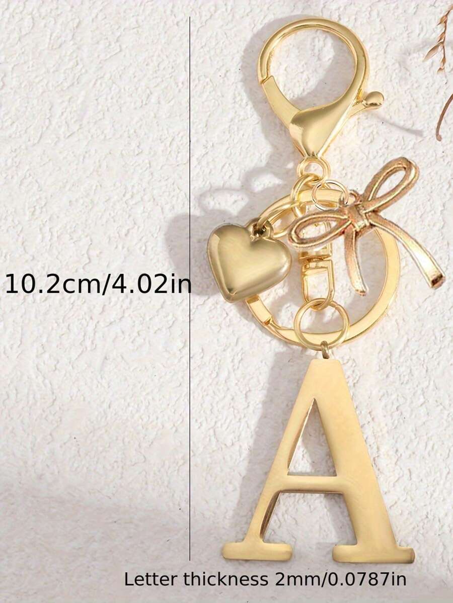 Elegant Metal Heart-Shaped Letter Keychain