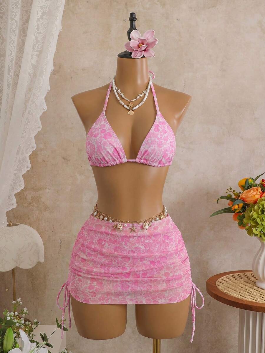 Tie Side Bikini 3-Piece Swimwear For Women