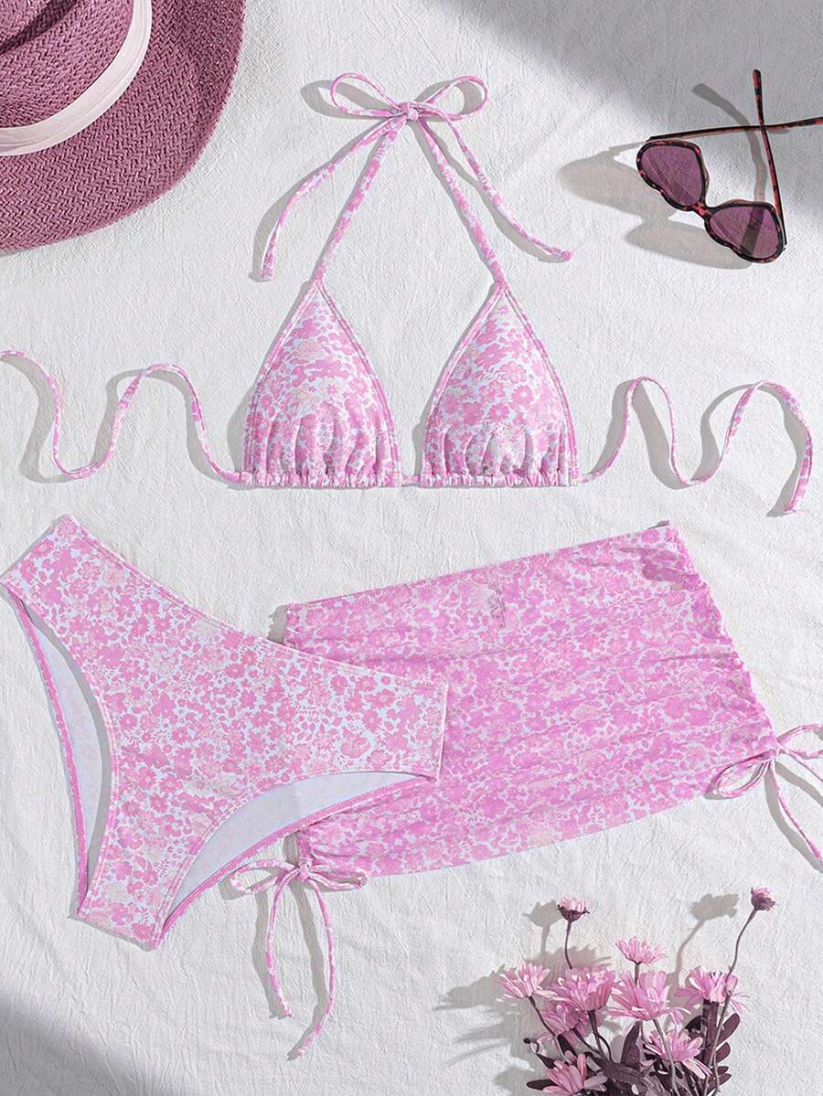 Tie Side Bikini 3-Piece Swimwear For Women