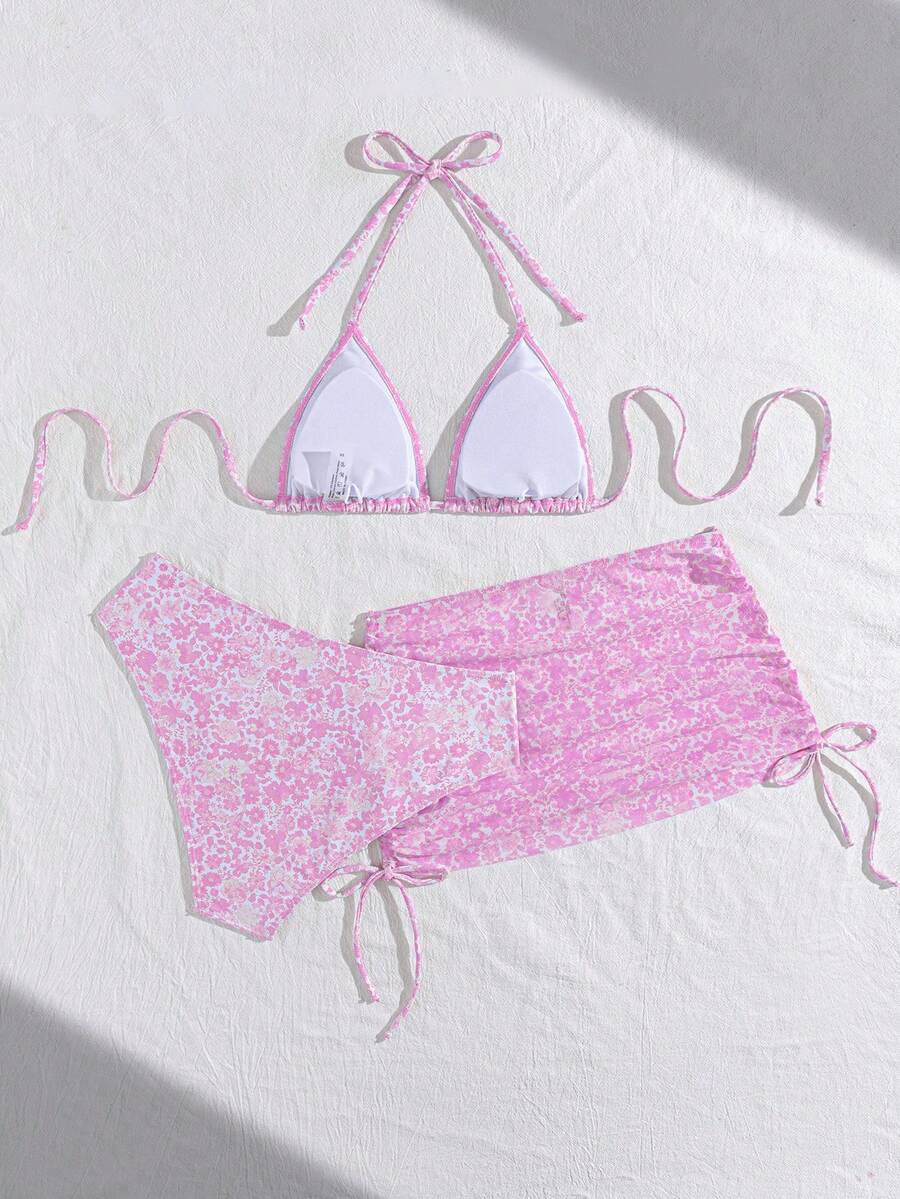 Tie Side Bikini 3-Piece Swimwear For Women