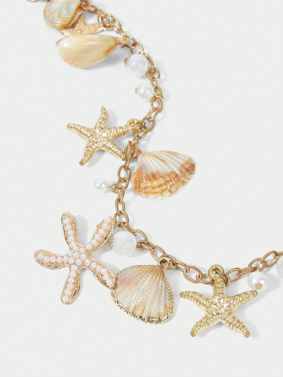 ROMWE Fairycore Summer Beach Starfish Series Woven Shoulder Bag