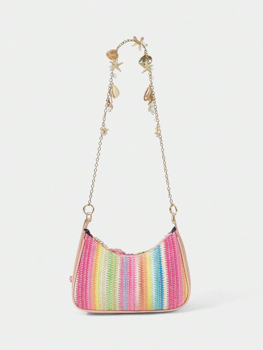 ROMWE Fairycore Summer Beach Starfish Series Woven Shoulder Bag