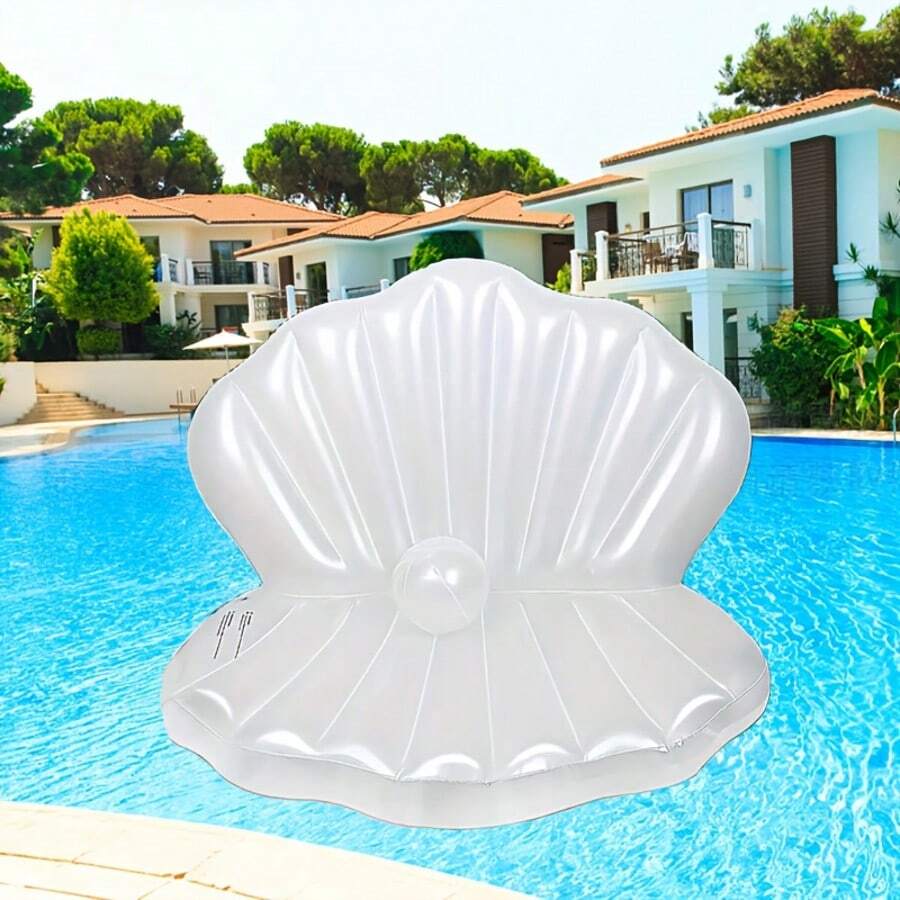 1pc White Pearl Shell Shaped Inflatable Raft