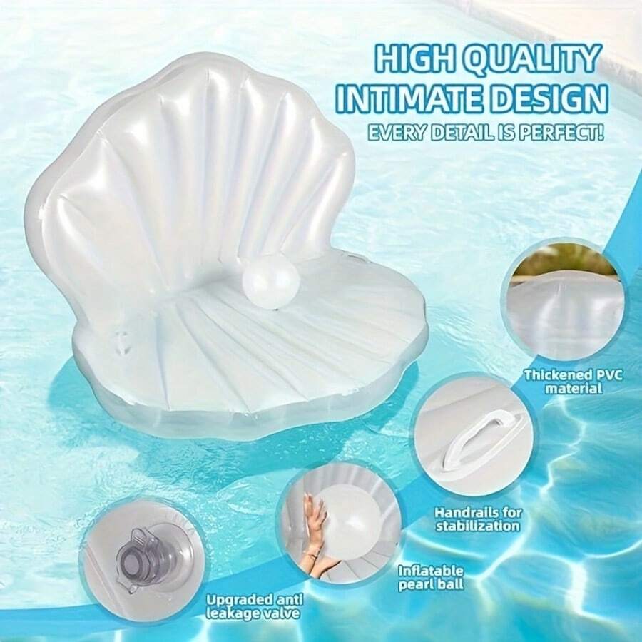 1pc White Pearl Shell Shaped Inflatable Raft