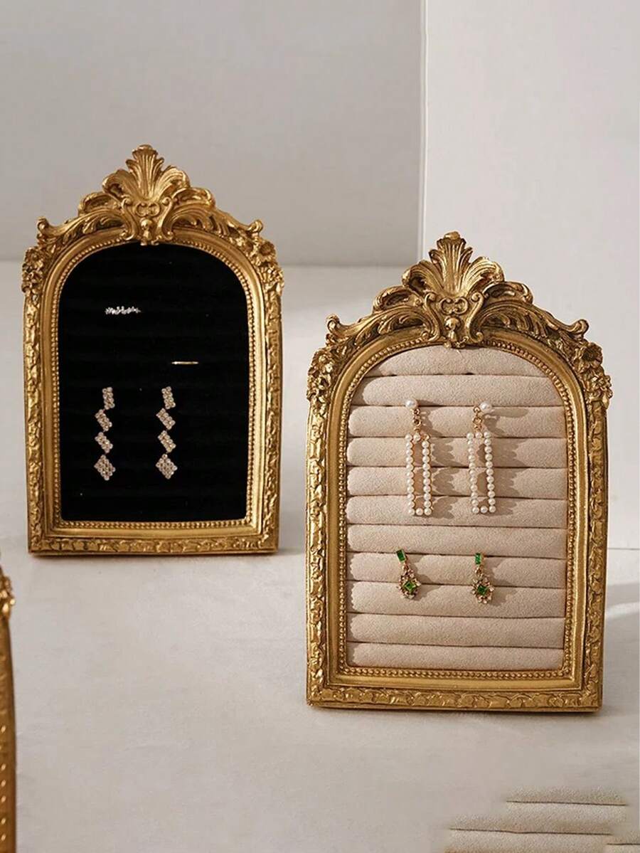 Vintage Resin Scroll Velvet Jewelry Storage Rack