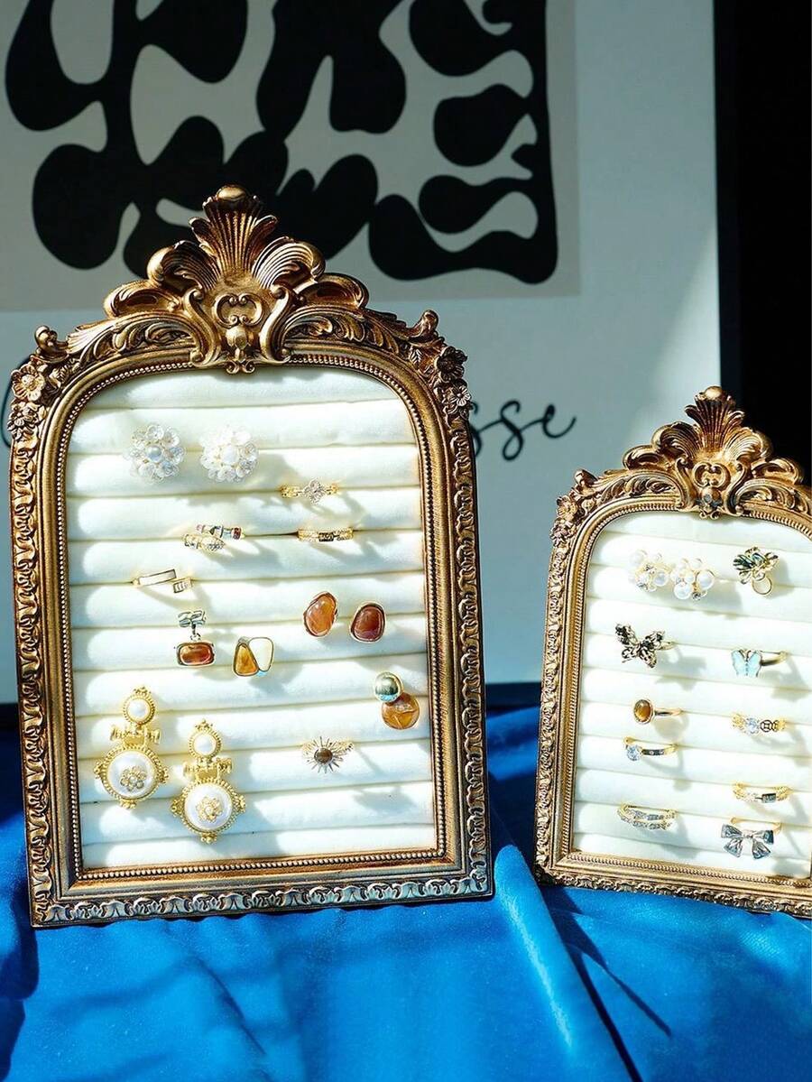 Vintage Resin Scroll Velvet Jewelry Storage Rack