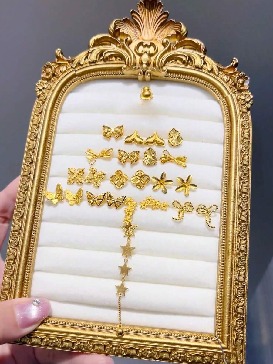 Vintage Resin Scroll Velvet Jewelry Storage Rack