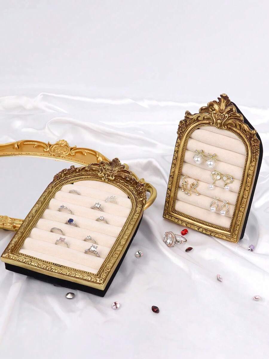 Vintage Resin Scroll Velvet Jewelry Storage Rack