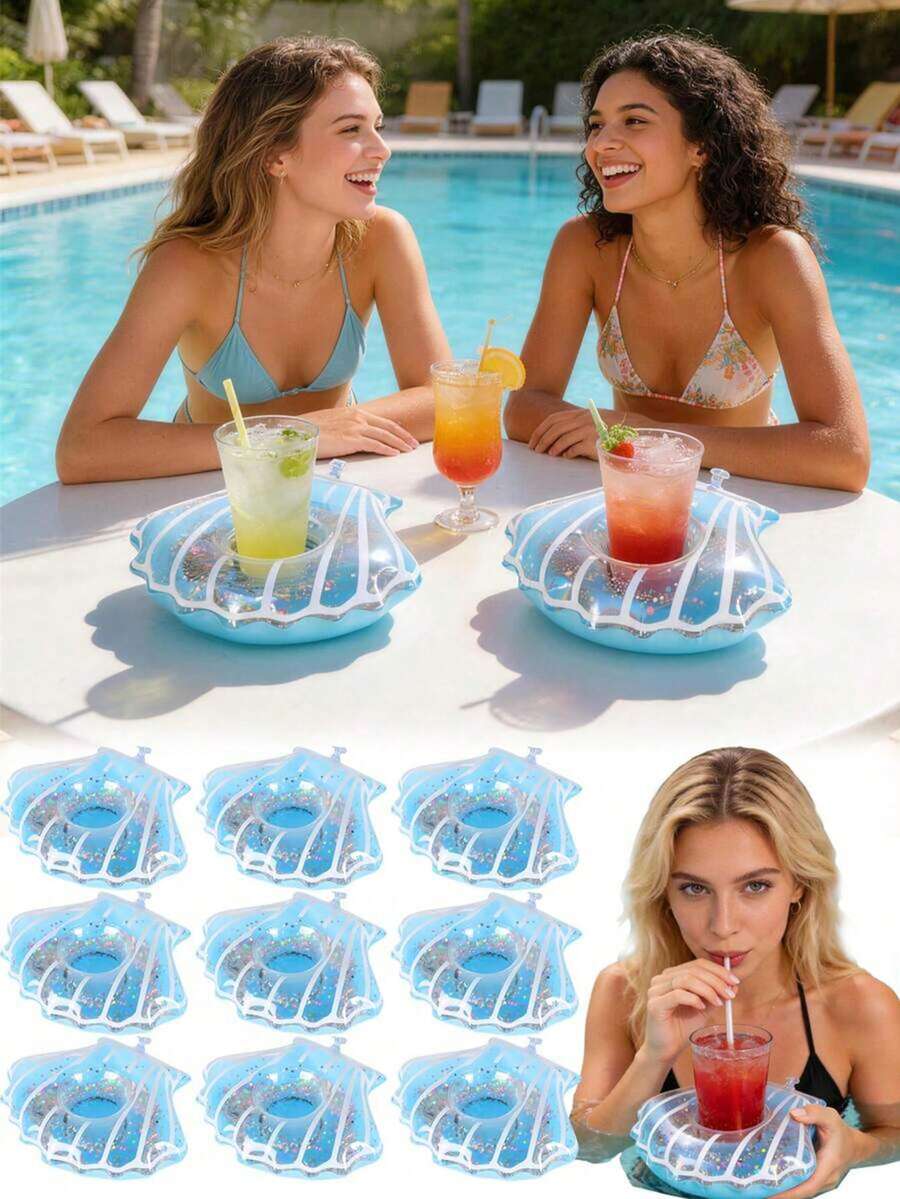 Glitter Shell Inflatable Drink Holder/Float, Inflatable Drink Holder