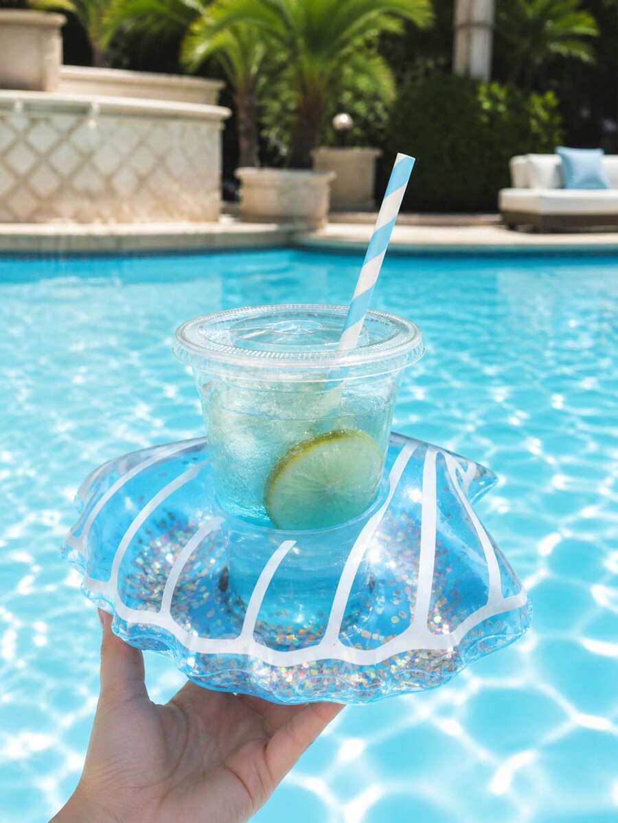 Glitter Shell Inflatable Drink Holder/Float, Inflatable Drink Holder
