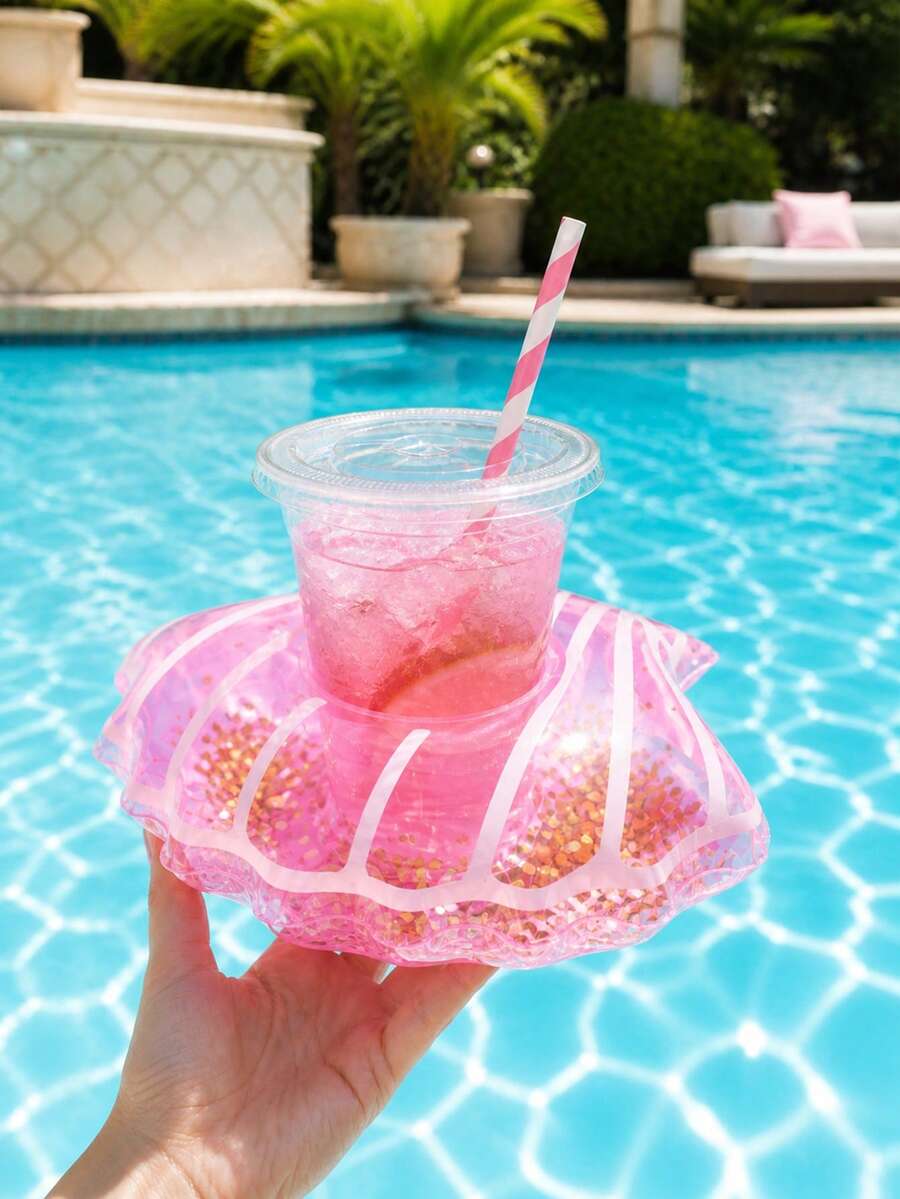 Glitter Shell Inflatable Drink Holder/Float, Inflatable Drink Holder