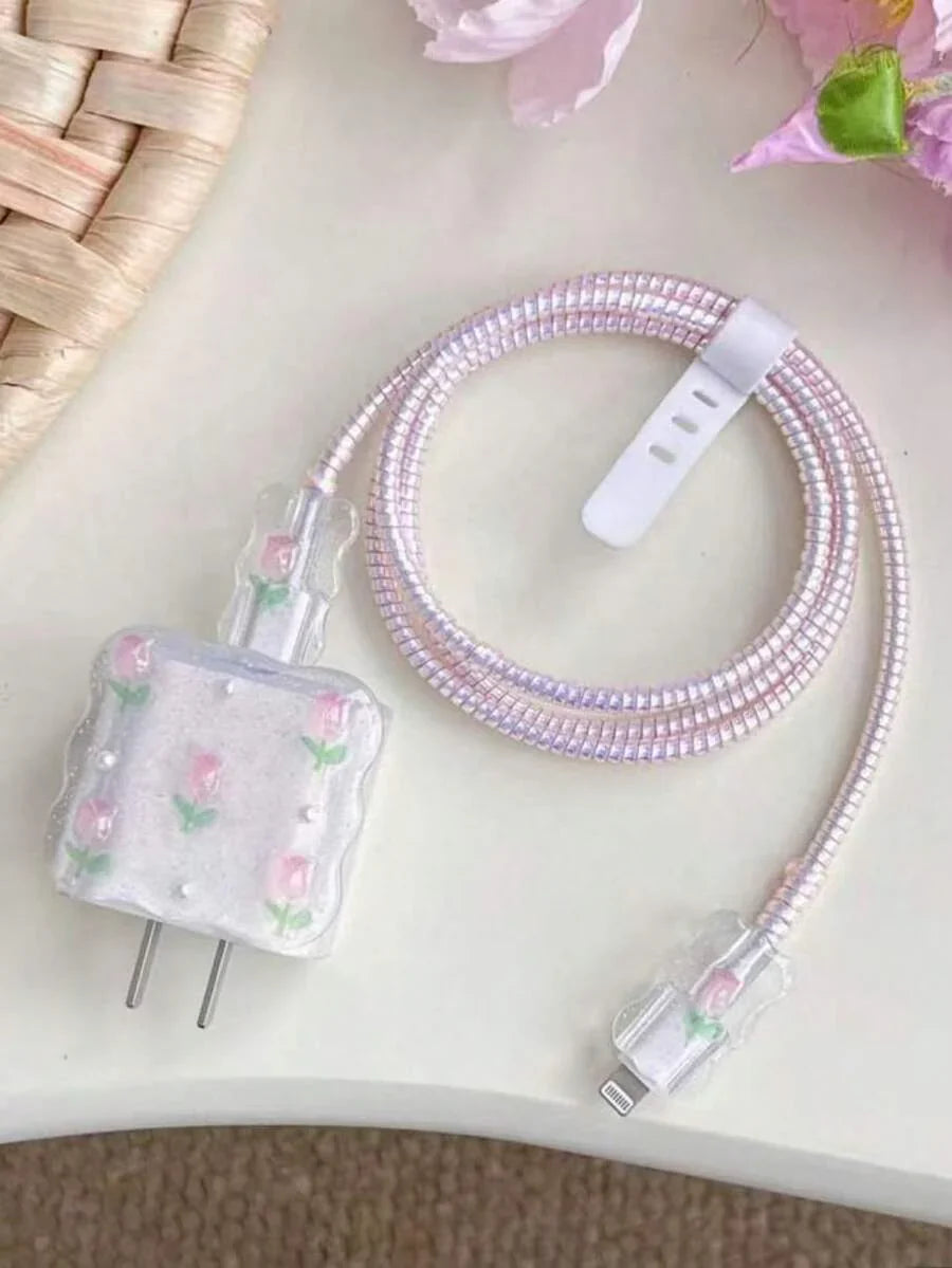 5pcs Cherry Design Charging Cable Protector