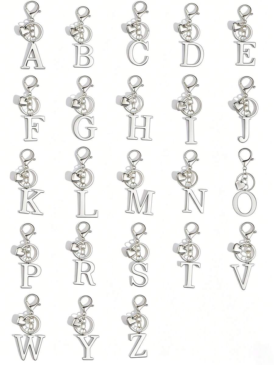 Elegant Metal Heart-Shaped Letter Keychain