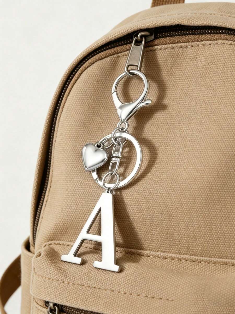 Elegant Metal Heart-Shaped Letter Keychain