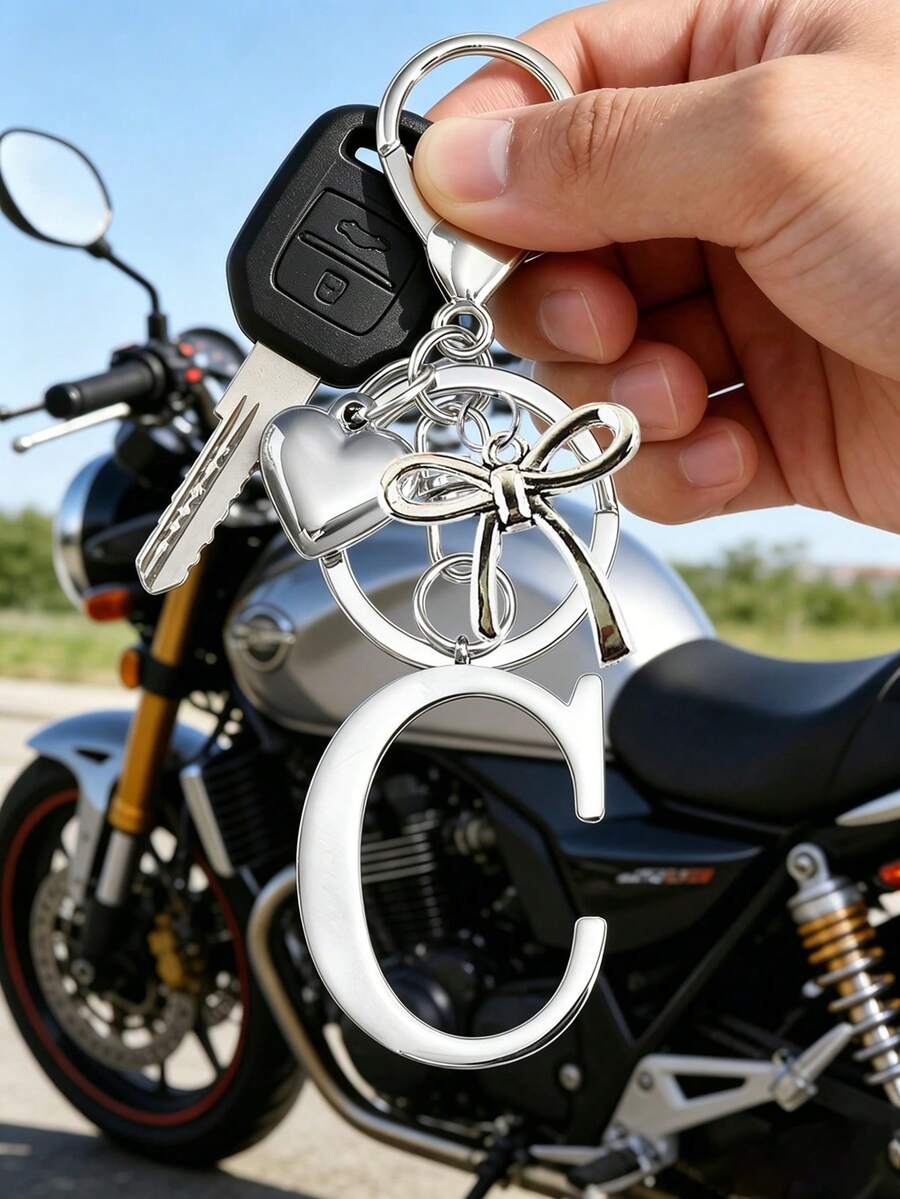 Elegant Metal Heart-Shaped Letter Keychain