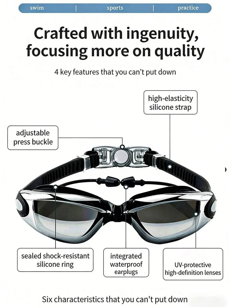 4pcs Adult Swimming Gear Set, Including Swimming Goggles