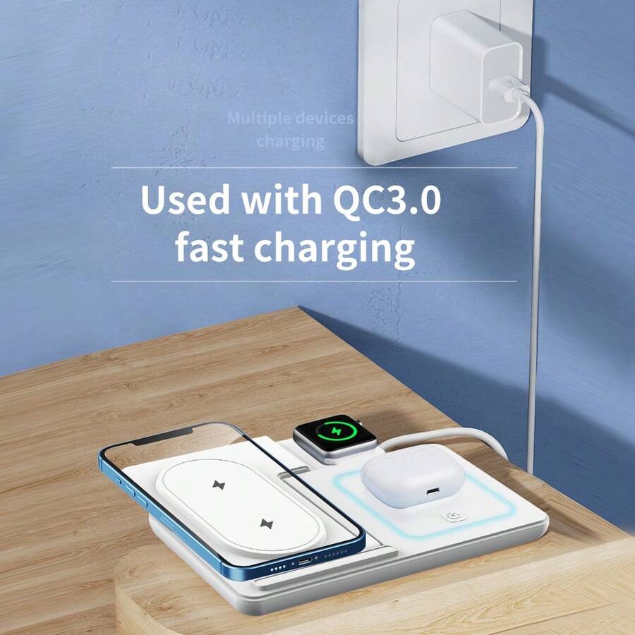 AmSengo 15W Foldable 3-In-1 Fast Wireless Charging Station