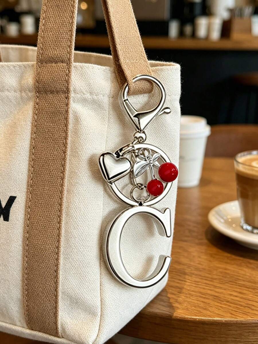 Elegant Metal Heart-Shaped Letter Keychain