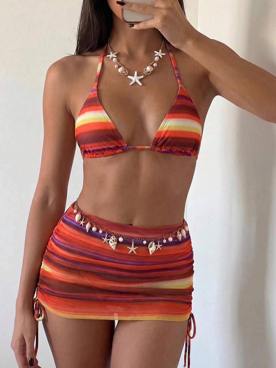 Tie Side Bikini 3-Piece Swimwear For Women