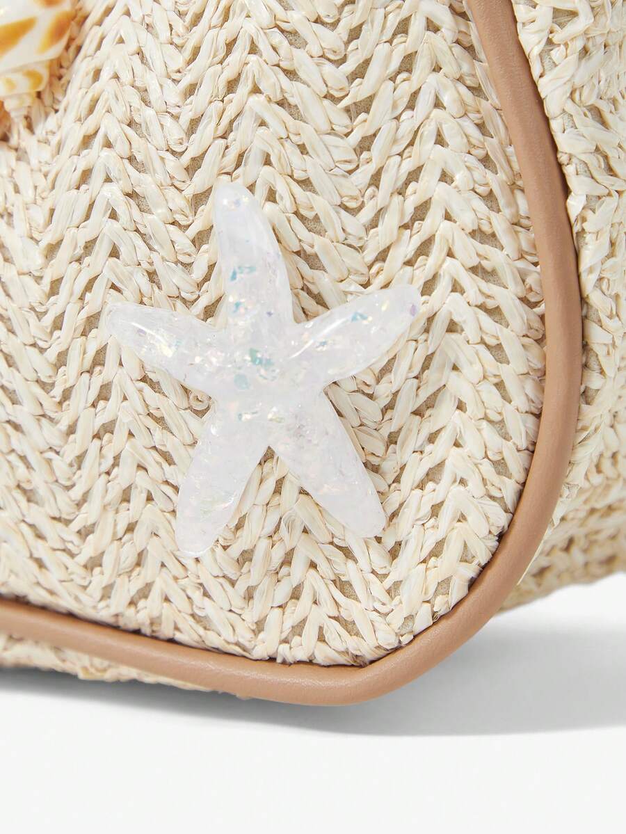 ROMWE Fairycore Summer Beach Starfish Series Woven Shoulder Bag