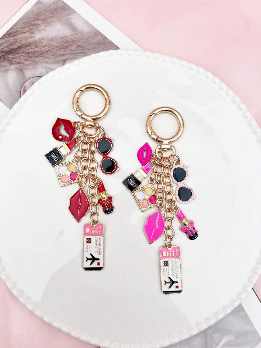 1pc Elegant Pink Bow Travel Keychain Pendant