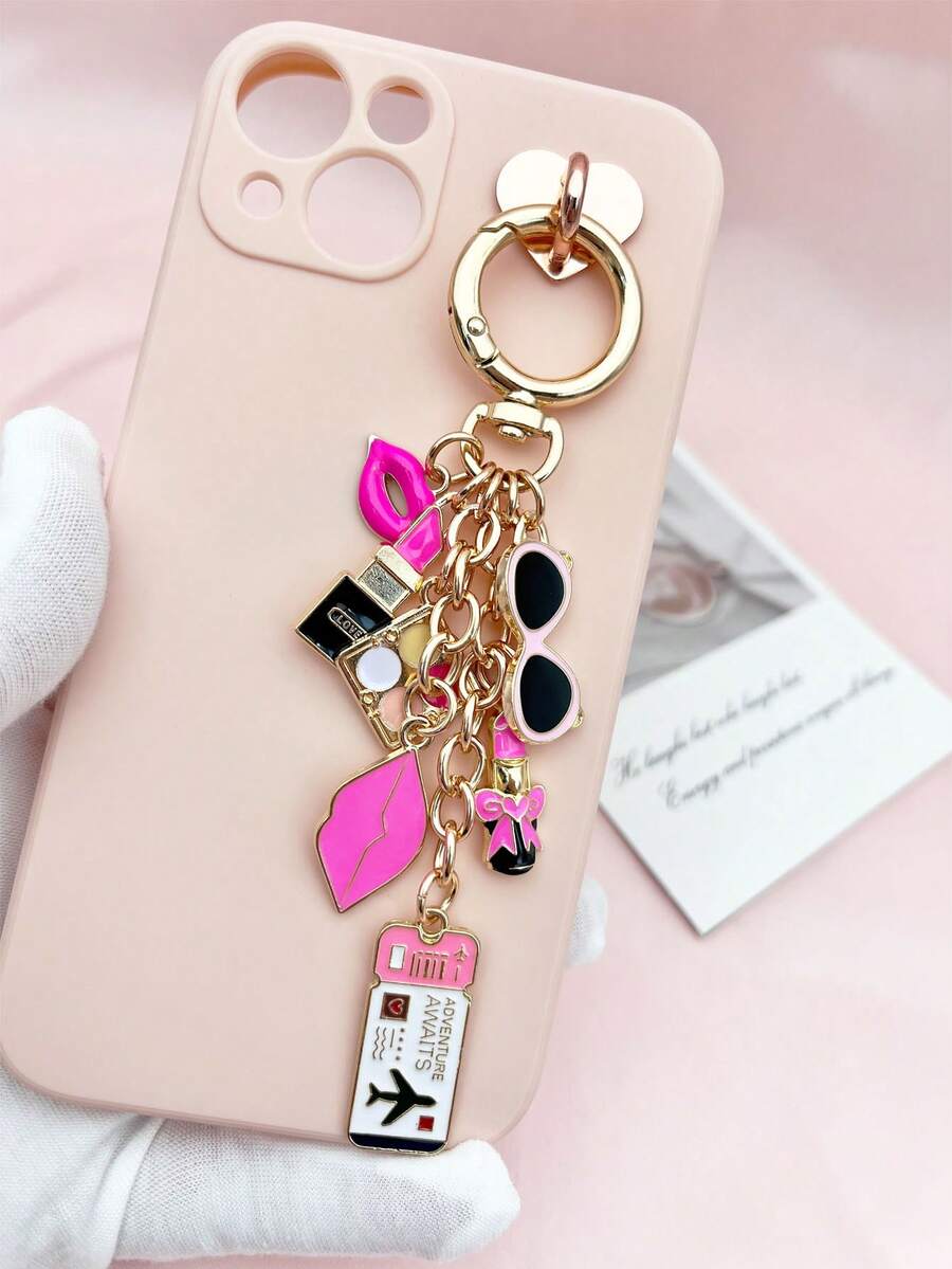 1pc Elegant Pink Bow Travel Keychain Pendant