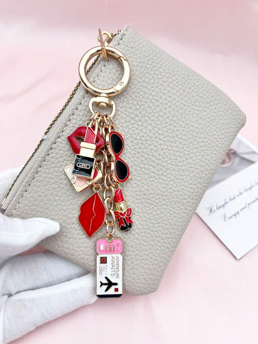 1pc Elegant Pink Bow Travel Keychain Pendant