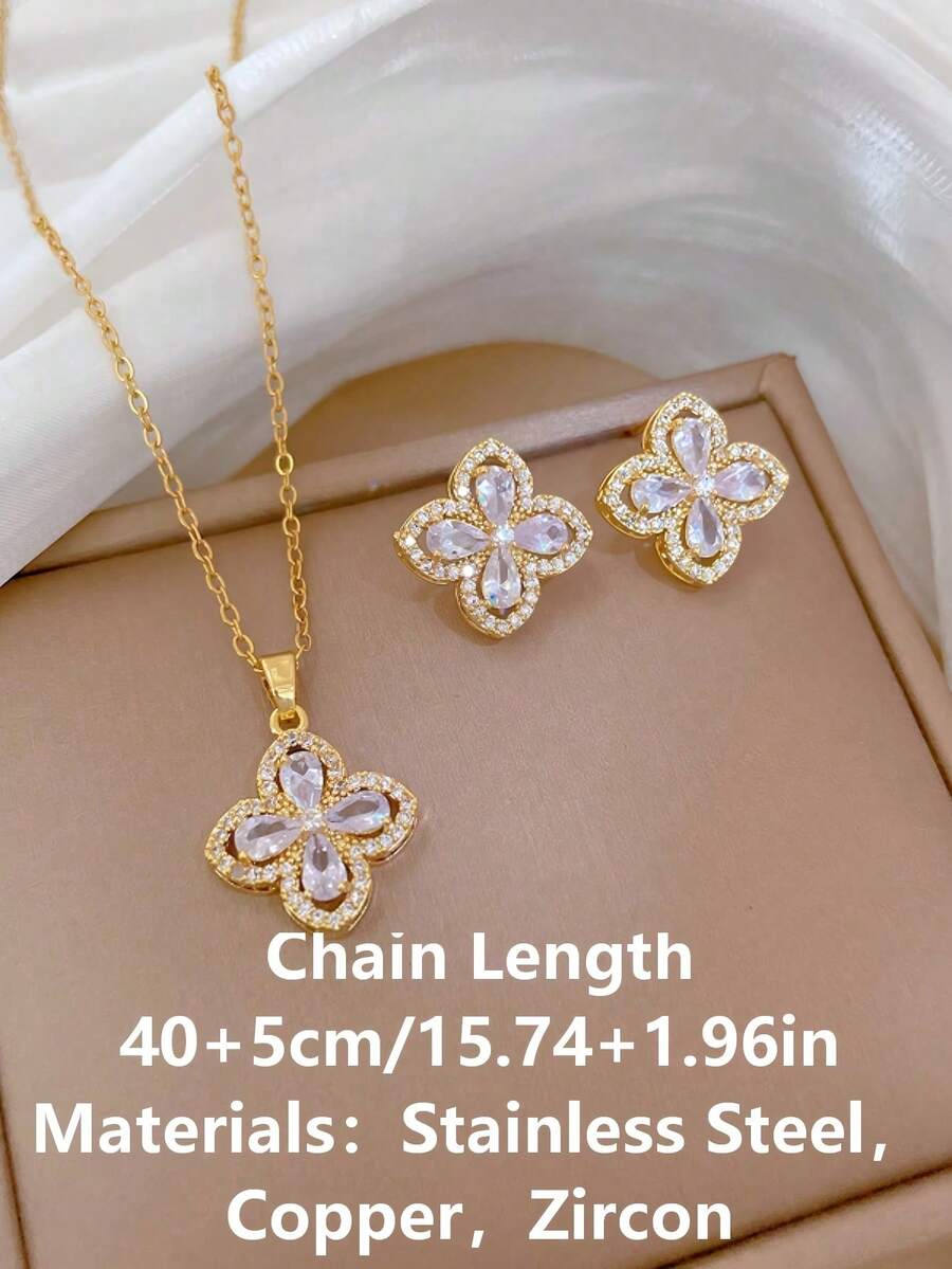 1 Set Stainless Steel Necklace & Earrings