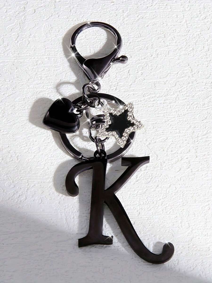 Elegant Metal Heart-Shaped Letter Keychain